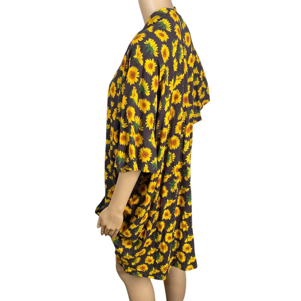 Vada Winter Organic Cotton Sunflower Open Cardigan Duster Kimono Pockets M - Picture 5 of 8